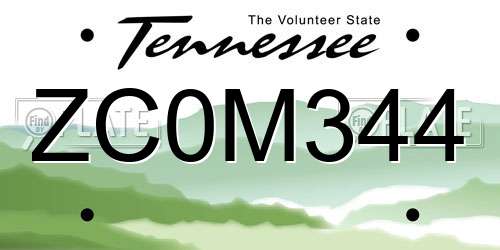 ZC0M344 Tennessee License Plate