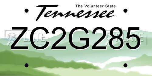 ZC2G285 Tennessee License Plate