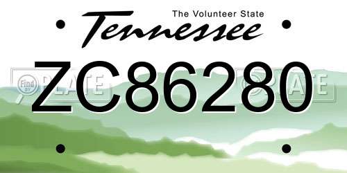ZC86280 Tennessee License Plate