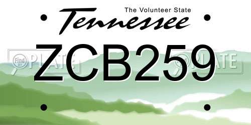 ZCB259 Tennessee License Plate