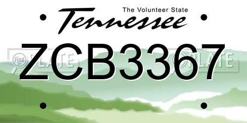 ZCB3367 Tennessee License Plate