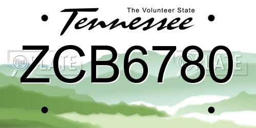 ZCB6780 Tennessee License Plate