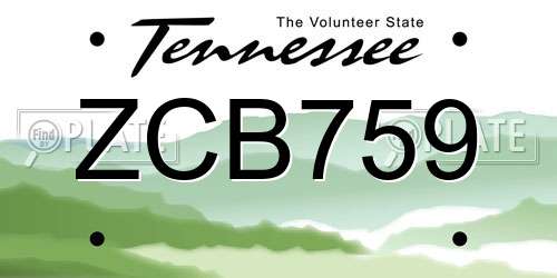ZCB759 Tennessee License Plate