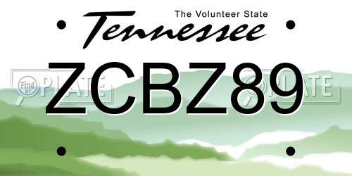 ZCBZ89 Tennessee License Plate