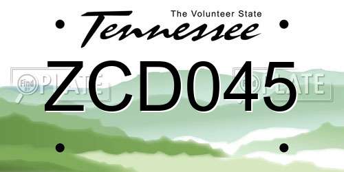 ZCD045 Tennessee License Plate