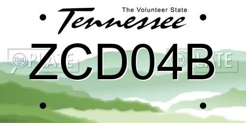 ZCD04B Tennessee License Plate