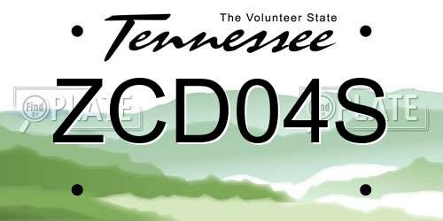 ZCD04S Tennessee License Plate