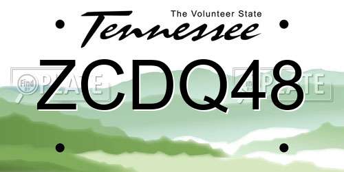 ZCDQ48 Tennessee License Plate