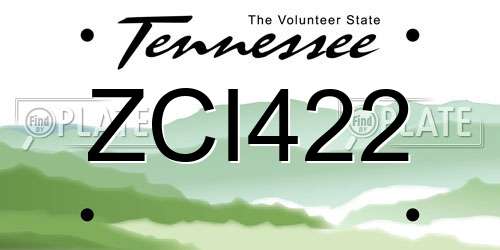 ZCI422 Tennessee License Plate