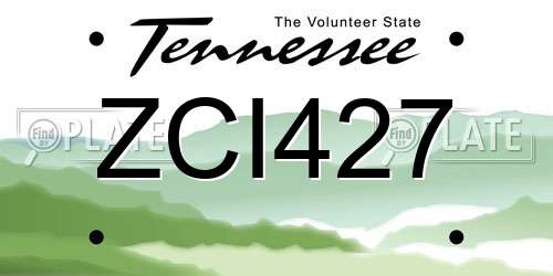 ZCI427 Tennessee License Plate