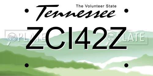 ZCI42Z Tennessee License Plate