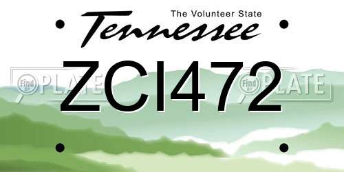 ZCI472 Tennessee License Plate