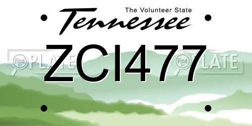 ZCI477 Tennessee License Plate