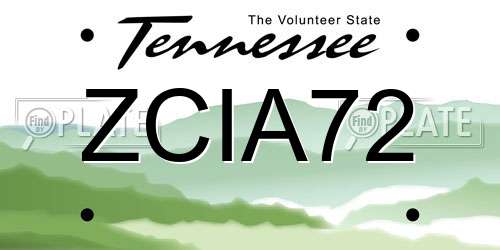 ZCIA72 Tennessee License Plate