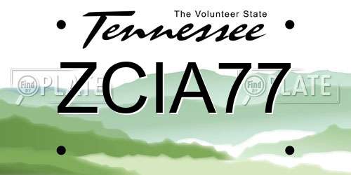 ZCIA77 Tennessee License Plate