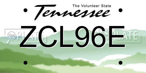 ZCL96E Tennessee License Plate