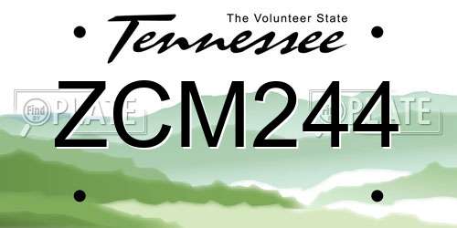 ZCM244 Tennessee License Plate