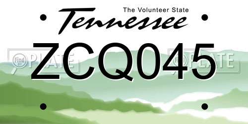 ZCQ045 Tennessee License Plate