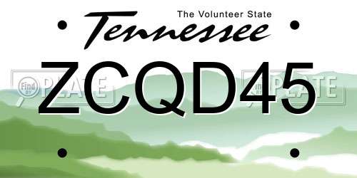 ZCQD45 Tennessee License Plate