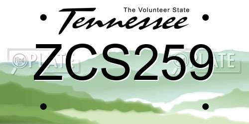 ZCS259 Tennessee License Plate