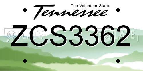 ZCS3362 Tennessee License Plate