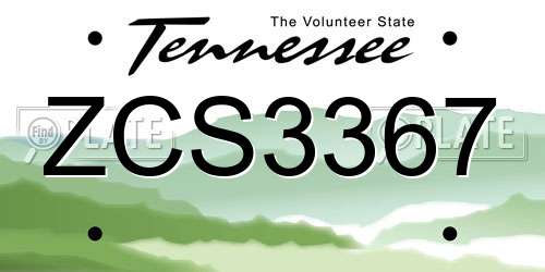 ZCS3367 Tennessee License Plate