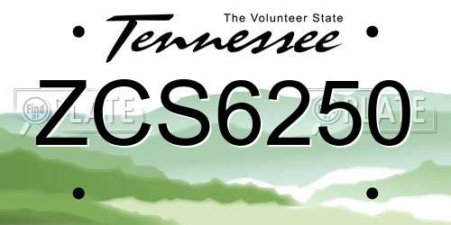 ZCS6250 Tennessee License Plate