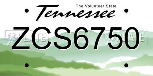 ZCS6750 Tennessee License Plate