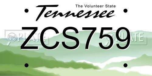 ZCS759 Tennessee License Plate