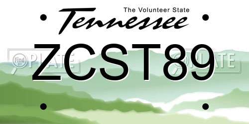 ZCST89 Tennessee License Plate