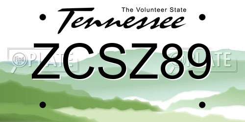 ZCSZ89 Tennessee License Plate