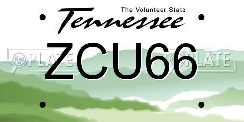ZCU66 Tennessee License Plate