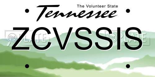 ZCVSSIS Tennessee License Plate