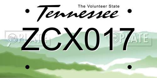 ZCX017 Tennessee License Plate