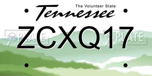 ZCXQ17 Tennessee License Plate