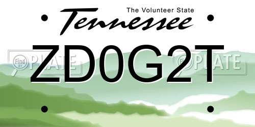 ZD0G2T Tennessee License Plate