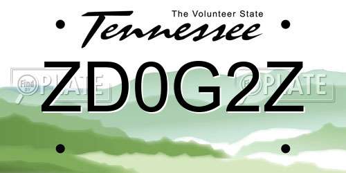 ZD0G2Z Tennessee License Plate