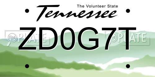 ZD0G7T Tennessee License Plate