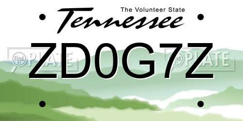 ZD0G7Z Tennessee License Plate