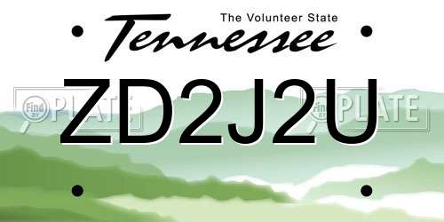 ZD2J2U Tennessee License Plate
