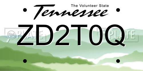 ZD2T0Q Tennessee License Plate