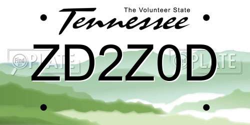 ZD2Z0D Tennessee License Plate