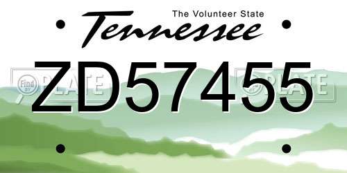 ZD57455 Tennessee License Plate