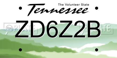 ZD6Z2B Tennessee License Plate