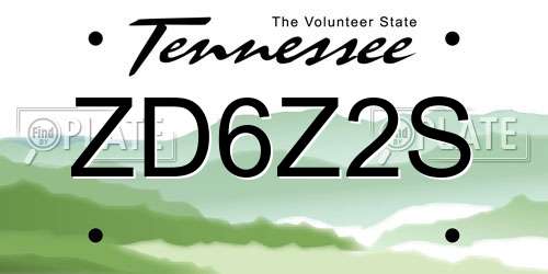 ZD6Z2S Tennessee License Plate