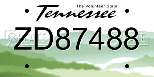 ZD87488 Tennessee License Plate