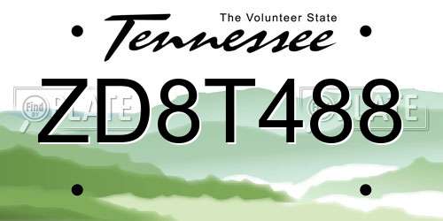 ZD8T488 Tennessee License Plate