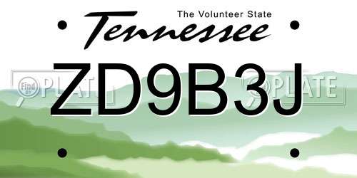 ZD9B3J Tennessee License Plate