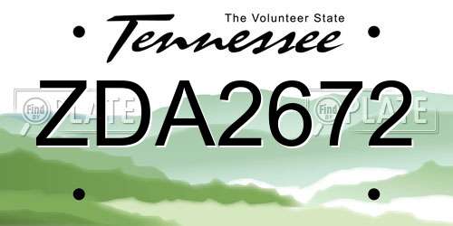 ZDA2672 Tennessee License Plate
