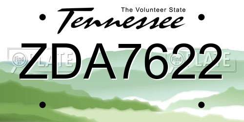 ZDA7622 Tennessee License Plate